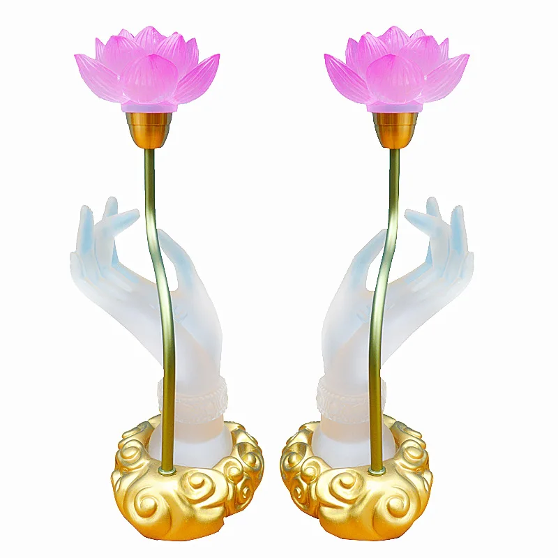 2 упаковки Креативной Настольной Лампы Будды Из Смолы в Стиле Дзен С Семью Градиентными Цветами, Пара Светодиодных Настольных Ламп ds WitCrystal Lotus LED Изображение 0