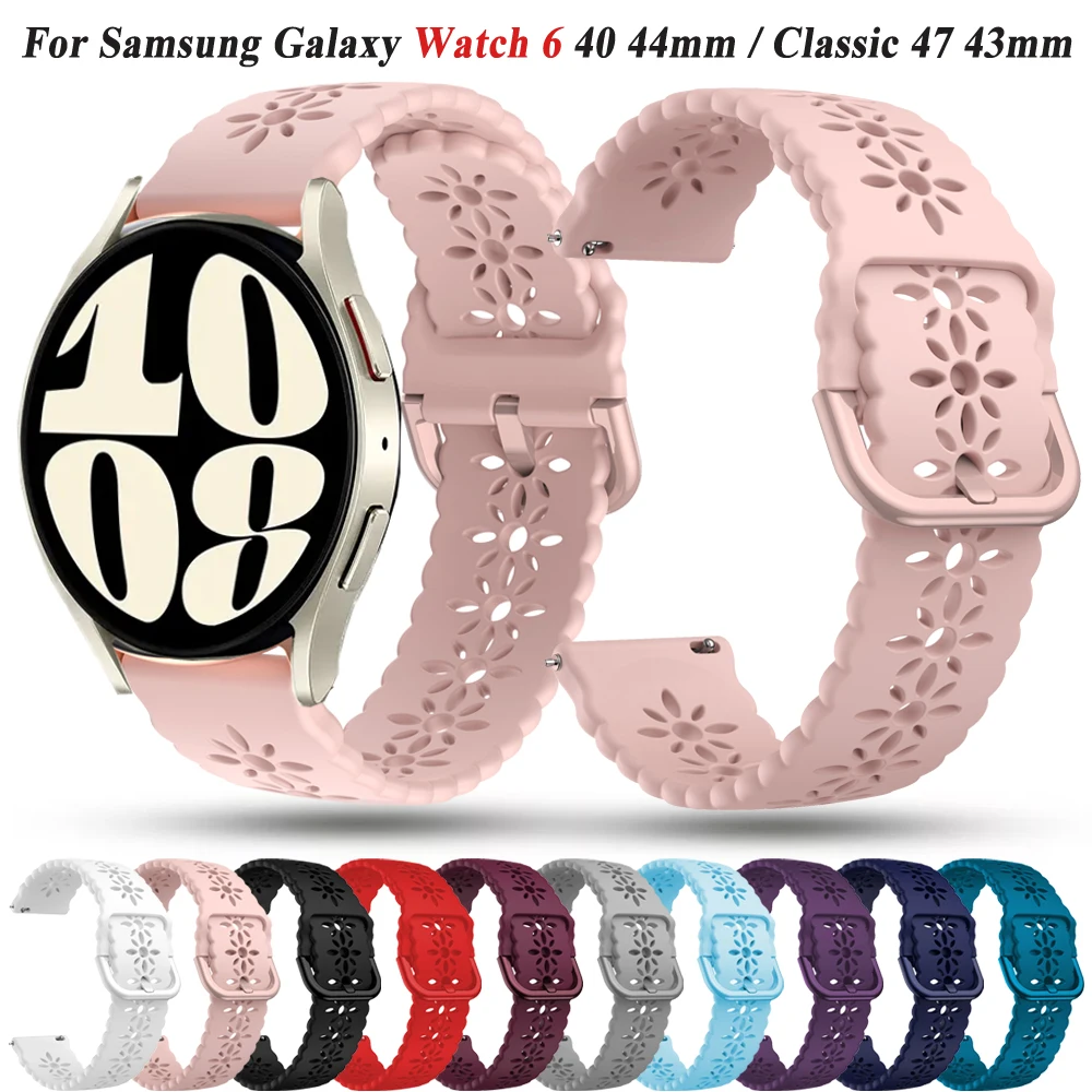 20 мм Кружевной Силиконовый Ремешок Для Samsung Galaxy Watch 5 4 6 40 мм 44 мм/Watch5 pro 45 мм Браслет Для Galaxy 6 Classic 43 мм/47 мм Correa Изображение 0