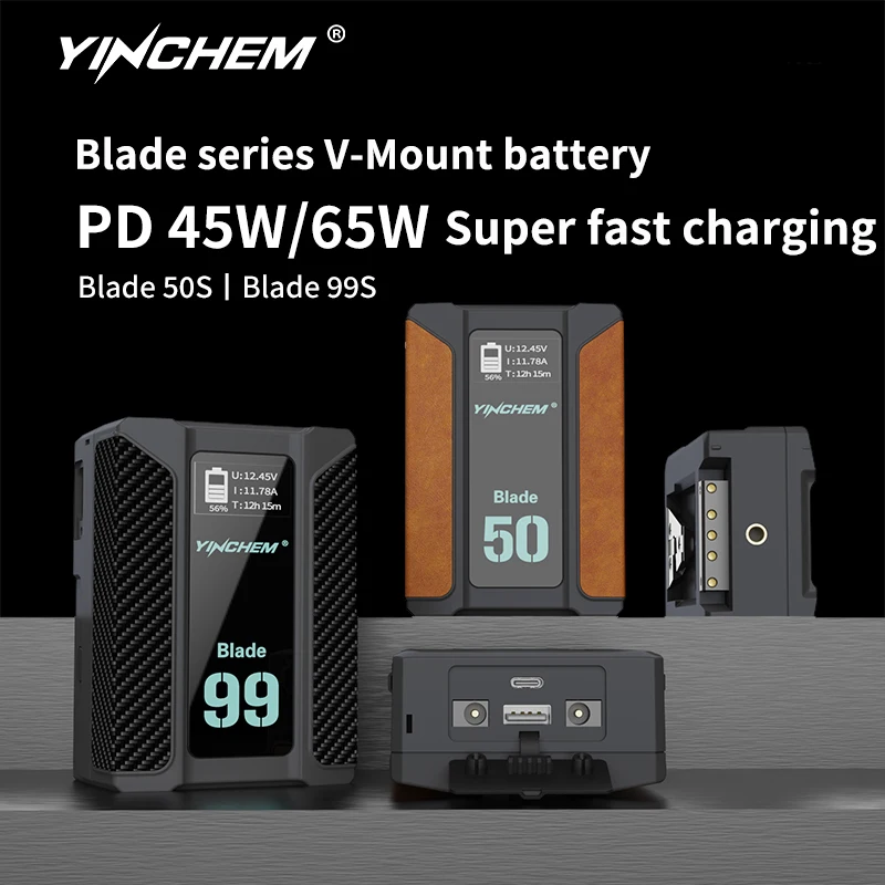 YinChem V Mount Battery Blade 50S 45W Blade 99S 65w V-Образный Аккумулятор с Ночником OLED-экрана Для Камеры Ноутбука Изображение 0