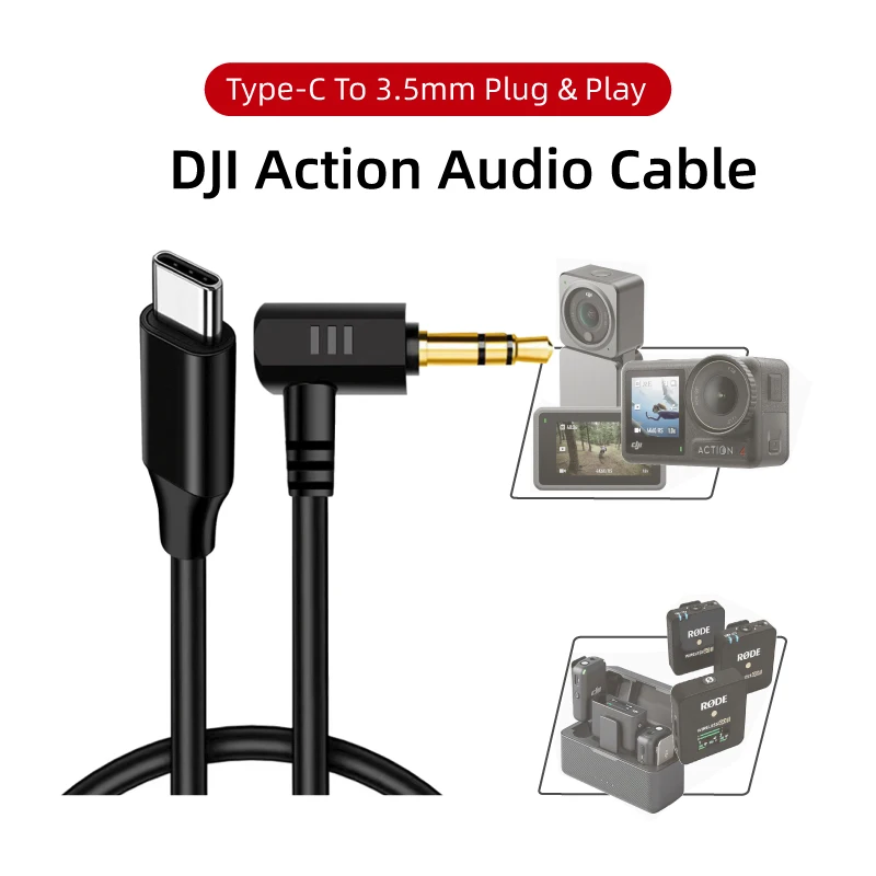 аудиокабель для экшн-камеры DJI 2/3/4 pocket3 mic аудио адаптер микрофона аксессуар для спортивной камеры hi-fi звук шумоподавление Изображение 0