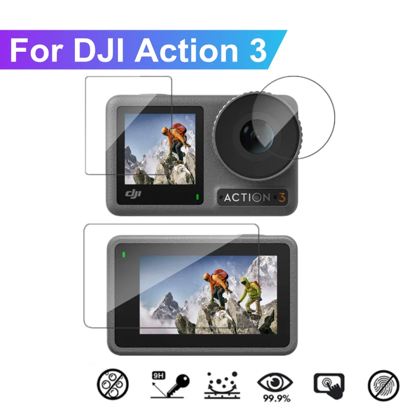 Закаленное Стекло для DJI Osmo Action 3 Передняя Задняя Защитная Пленка Для Экрана Прозрачные Линзы Защитная Пленка для Аксессуаров DJI Action 3 Action3 Изображение 0