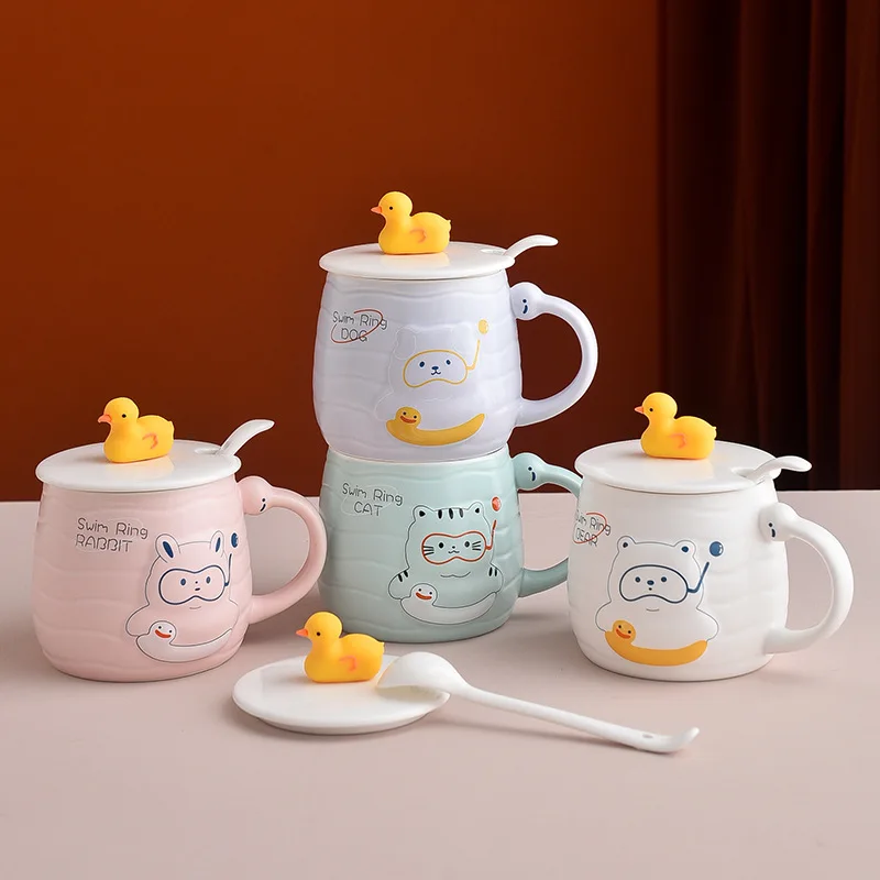 Креативная керамическая кружка little yellow duck, домашняя чашка для воды, студенческая пара, чайная чашка, прекрасная кружка, кофейные кружки Изображение 0
