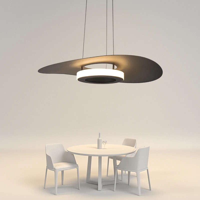 Точная копия подвесного светильника, Светодиодная Простая металлическая Черно-белая дизайнерская лампа ufo, Столовая, гостиная, спальня, украшение зала Изображение 0