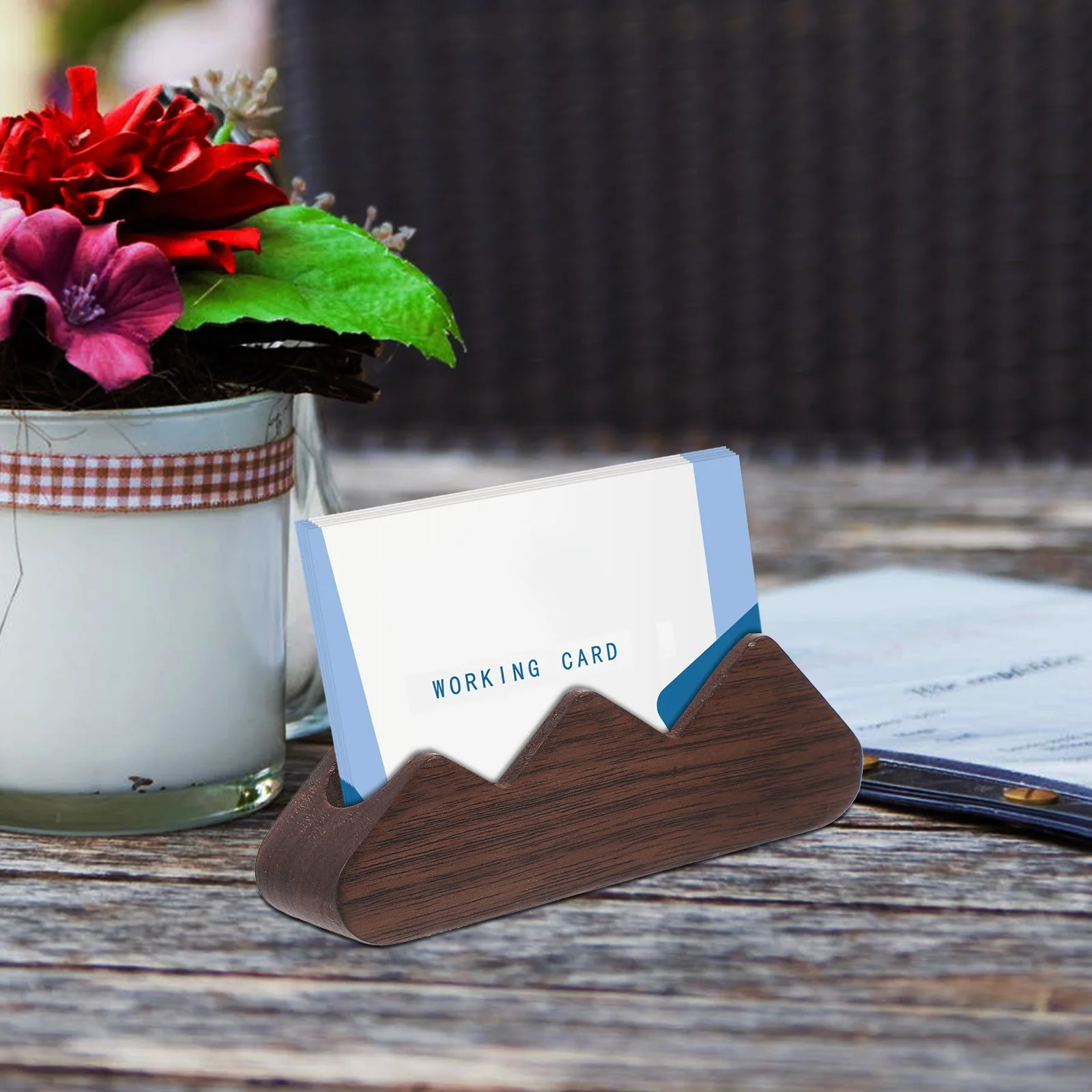 Контейнер для визитных карточек Настольный Держатель карточек Деревянная Подставка для именных карточек Держатель офисных карточек Изображение 1