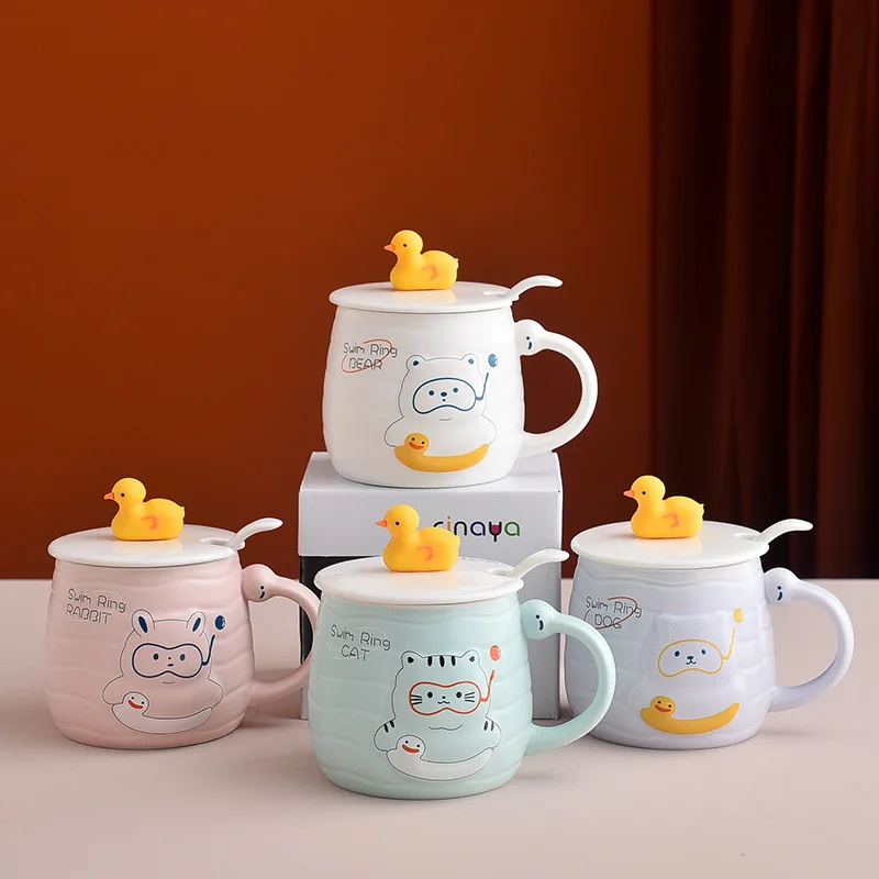 Креативная керамическая кружка little yellow duck, домашняя чашка для воды, студенческая пара, чайная чашка, прекрасная кружка, кофейные кружки Изображение 1