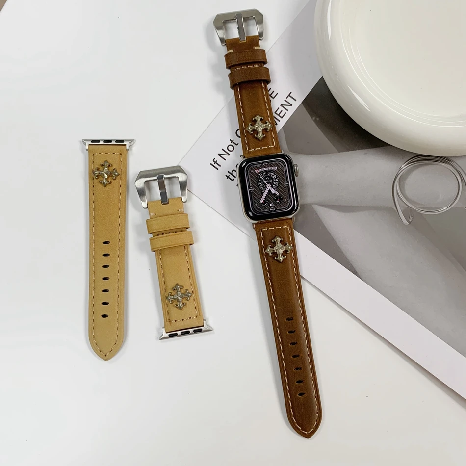 Ретро Кожаный Ремешок Для Apple Watch 8 Band Ultra 49 мм 38 мм 41 мм 40 мм 44 45 мм 42 мм iWatch Series 7 6 SE 5 4 3 Замена Ремешка на запястье Изображение 1