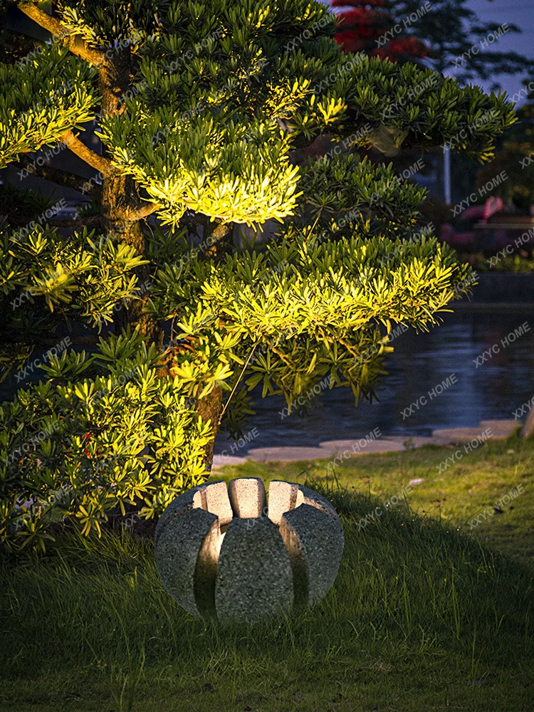 Лампа Lotus Stone, художественная концепция садовой лампы, уличная креативная декоративная лампа из свинцового камня Изображение 2