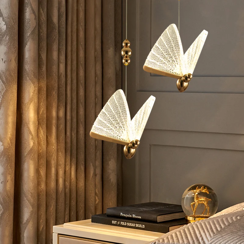 Роскошный светодиодный подвесной светильник Butterfly для кухни, столовой, кофейни, спальни, лестницы, Подвесной светильник Изображение 3