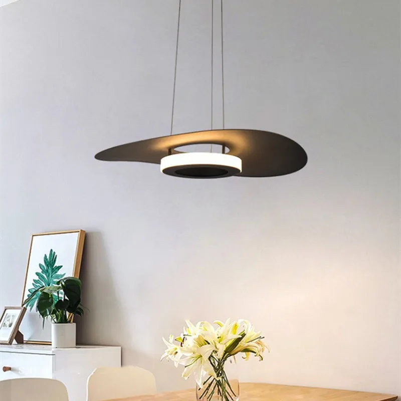 Точная копия подвесного светильника, Светодиодная Простая металлическая Черно-белая дизайнерская лампа ufo, Столовая, гостиная, спальня, украшение зала Изображение 3