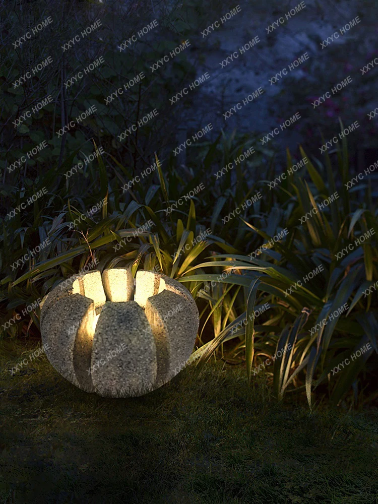 Лампа Lotus Stone, художественная концепция садовой лампы, уличная креативная декоративная лампа из свинцового камня Изображение 4