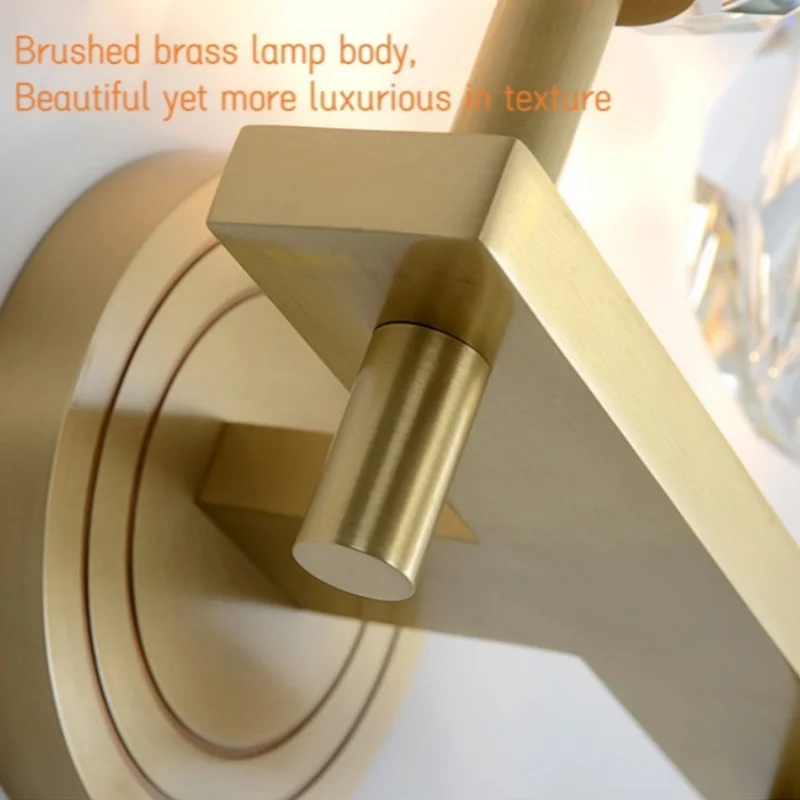 Современная прикроватная лампа с кристаллами из меди, светодиодная лампа для спальни, прихожей, гостиной, длинная настенная лампа Изображение 4