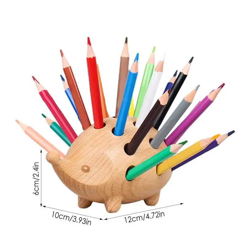 Креативный держатель для ручек в форме ежа с 24 цветными карандашами, чашка для ручек в форме ежа для рабочего стола, органайзер для канцелярских принадлежностей для рабочего стола Изображение 5