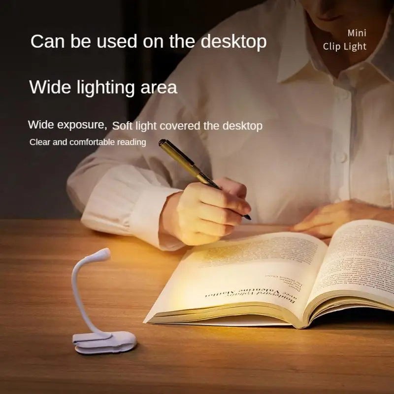 Новая мини-книга, светодиодный ночник для чтения со светодиодной защитой для глаз, Регулируемая настольная лампа для учебы, перезаряжаемая для путешествий, чтения в спальне Изображение 5